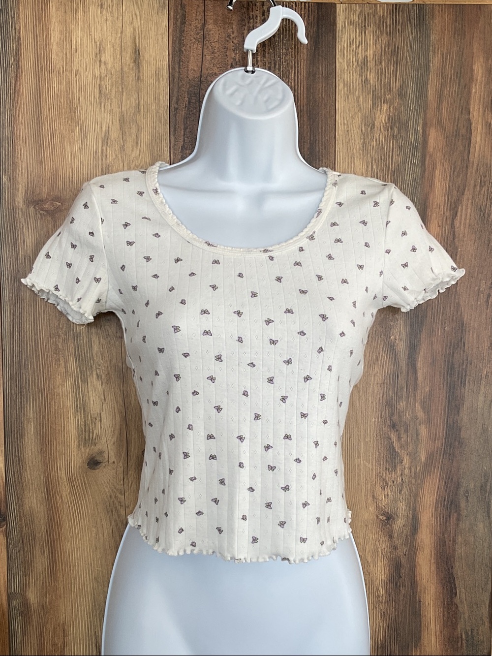 Wild Skye Ribbed Short Sleeve Fitted Top S        124B